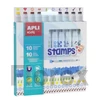 Kép 1/2 - Filctoll készlet, nyomda, APLI Kids "Markers Duo Stamps", 10 különböző szín és minta