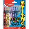 Kép 1/2 - Filctoll készlet, 2,8 mm, kimosható, MAPED "Color`Peps Monster" 12 különböző szín