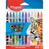 Kép 1/2 - Filctoll készlet, 2,8 mm, kimosható, MAPED "Color`Peps Animals", 12 különböző szín