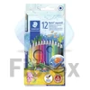 Kép 1/2 - Akvarell ceruza készlet, hatszögletű, ecsettel, STAEDTLER "Noris® aquarell 144 10", 12 különböző szín