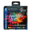 Kép 1/9 - Ecsetirón készlet, STAEDTLER "Pigment brush 371", 12 különböző alapszín