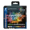Kép 1/7 - Ecsetirón készlet, STAEDTLER "Pigment brush 371", 12 különböző természeti szín