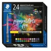 Kép 1/9 - Ecsetirón készlet, STAEDTLER "Pigment brush 371", 24 különböző szín