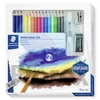 Kép 1/3 - Akvarell ceruza készlet, ecsettel, radírral, hegyezővel, grafitceruzával, STAEDTLER® "146 10C", 12 különböző szín