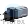 Kép 1/8 - Hálózati töltő, 1xUSB-C PD (35W), USB-A QC 3.0, EU/UK/US, GaN, VERBATIM