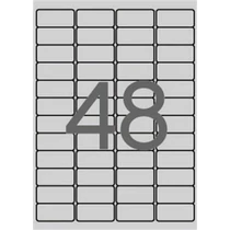 Etikett, 45,7x21,2 mm, poliészter, időjárásálló, kerekített sarkú, APLI, ezüst, 4800 etikett/csomag
