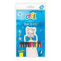 Színes ceruza készlet, háromszögletű, vastag, COOL BY VICTORIA, 12 különböző szín