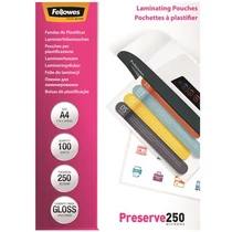 Meleglamináló fólia, 250 mikron, A4, fényes, FELLOWES - 100db