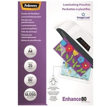 Meleglamináló fólia, 80 mikron, A4, fényes, FELLOWES - 25db