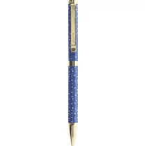 Golyóstoll, 1,0 mm, arany színű klip, kék tolltest, FILOFAX "Indigo", fekete