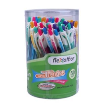 Zseléstoll, 0,35 mm, nyomógombos, vegyes színű test, FLEXOFFICE "Trendee", kék - 50db