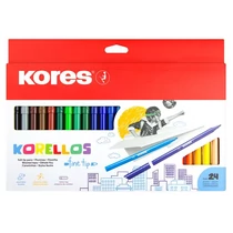 Filctoll készlet, kimosható, KORES "Korellos", 24 különböző szín