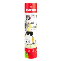 Színes ceruza készlet, háromszögletű, 1 grafittal, 1 hegyezővel, KORES "KOLORES Twist &amp; Turn", 12 különböző szín