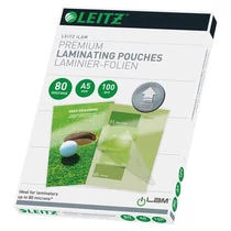 Meleglamináló fólia, 80 mikron, A5, fényes, UDT technológiával, LEITZ "iLam" - 100db