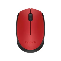 Egér, vezeték nélküli, optikai, közepes méret, USB, LOGITECH "M171", piros