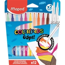 Filctoll készlet, 3,6 mm, törölhető, MAPED "Color`Peps Oops!", 10+2 különböző szín