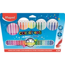 Filctoll készlet, mosható, MAPED "Color`Peps Long Life", 24 különböző szín