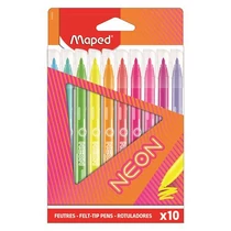 Filctoll készlet, 2,8 mm, kimosható, MAPED Neon, 10 különböző szín