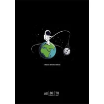 Füzet, tűzött, A5, vonalas, 48 lap, SHKOLYARYK "I need more space", vegyes