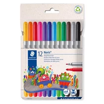 Filctoll készlet, 1-3 mm, kétvégű, kimosható, STAEDTLER Noris® 320, 12 különböző szín