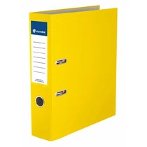 Iratrendező, 75 mm, A4, PP/karton, élvédő sínnel, VICTORIA OFFICE, "Basic", sárga