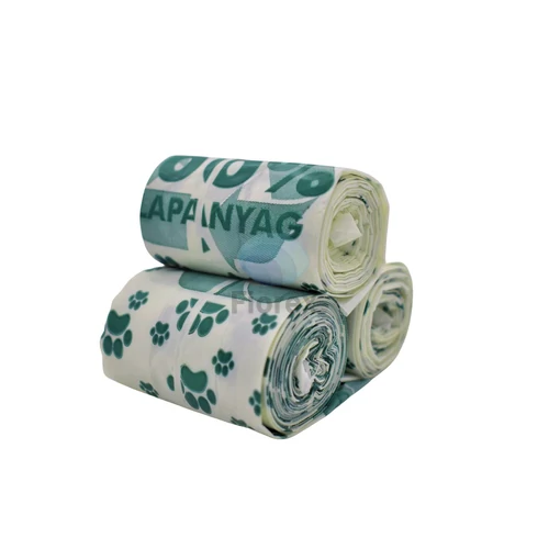Lebomló "KUTYAKAKIS" rollos zöld tasak, PLA 110+(2x40)x300x0,018 mm