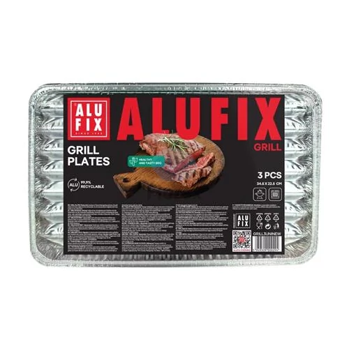 Grilltálca, 34,5x22,5 cm, négyszögletű, 3 db, ALUFIX