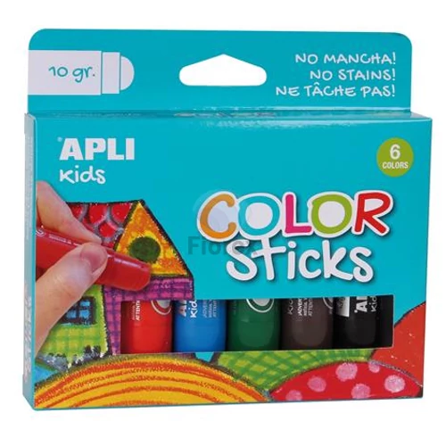 Tempera kréta készlet, APLI Kids "Color Sticks", 6 különböző szín