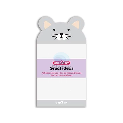 Egérkés öntapadó jegyzettömb, 90×165 mm, 60 lap, APLI Back2Fun, szürke
