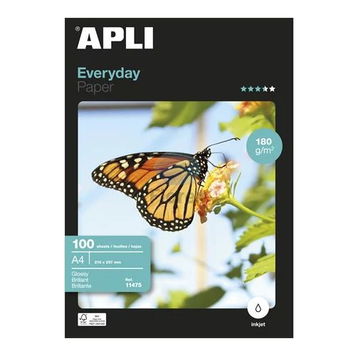 Fotópapír, tintasugaras, A4, 180 g, fényes, APLI "Everyday" - 100 lap