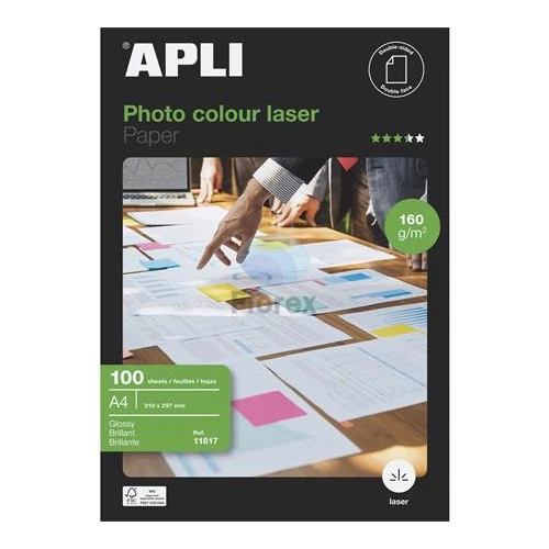 Fotópapír, lézer, A4, 160 g, fényes, kétoldalas, APLI "Premium Laser" - 100 lap