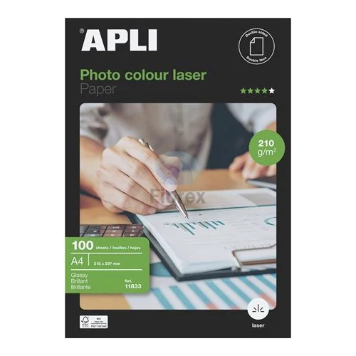 Fotópapír, lézer, A4, 210 g, fényes, kétoldalas, APLI "Premium Laser" - 100 lap