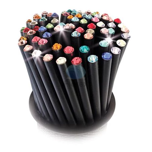 Ceruzák tartóban, vegyes színű SWAROVSKI® kristállyal, ART CRYSTELLA® - 50db