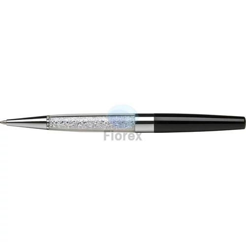 Golyóstoll, fekete, alul fehér SWAROVSKI® kristállyal töltve, 14cm, ART CRYSTELLA®