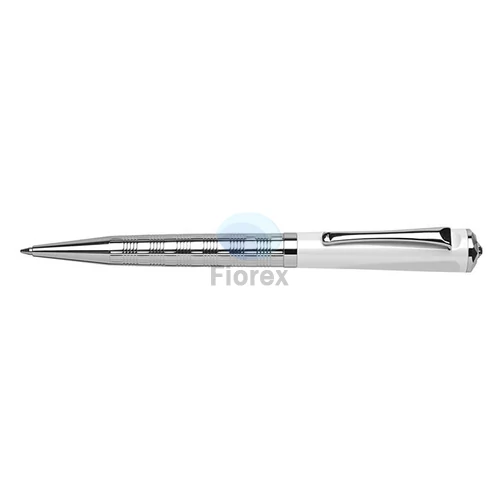 Golyóstoll, fehér-ezüst "Rialto", fehér SWAROVSKI® kristállyal, 14cm, ART CRYSTELLA®