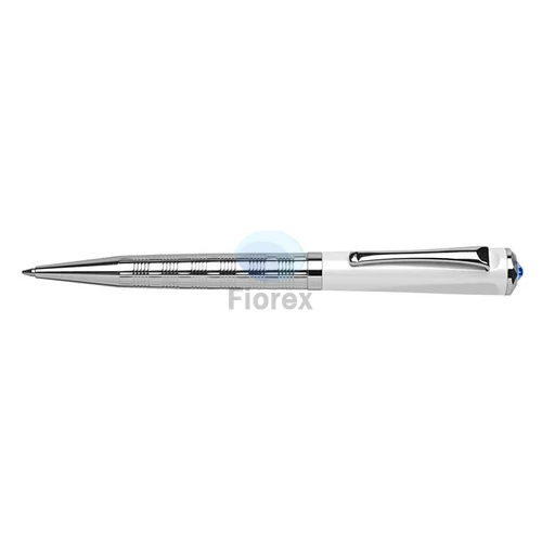 Golyóstoll, fehér-ezüst "Rialto", zafírkék SWAROVSKI® kristállyal, 14cm, ART CRYSTELLA®