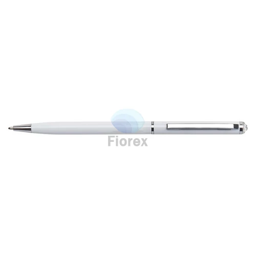 Golyóstoll, fehér "SLIM", fehér SWAROVSKI® kristállyal, 13 cm, ART CRYSTELLA®