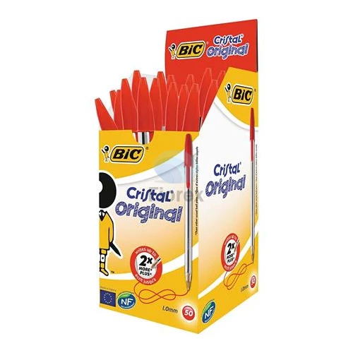 Golyóstoll, 0,32 mm, kupakos, BIC "Cristal Original", piros