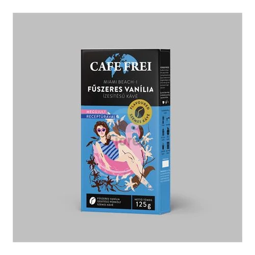 Kávé, pörkölt, szemes, 125 g, CAFE FREI "Miami vanília" fahéjjal és szerecsendióval