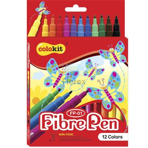 Filctoll készlet, COLOKIT FibrePen, 12 különböző szín Filctoll készlet, COLOKIT FibrePen, 12 különböző szín