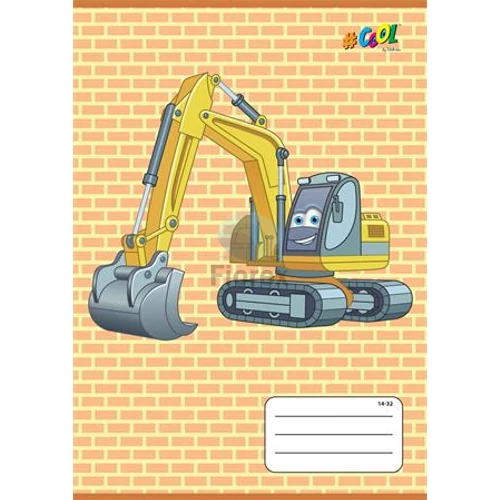 Füzet, tűzött, A5, vonalas, 32 lap, 1. osztály, COOL BY VICTORIA, "Excavator", "14-32"
