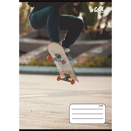 Füzet, tűzött, A5, vonalas, 32 lap, 4-8. osztály, COOL BY VICTORIA, "Skateboard", "21-32"