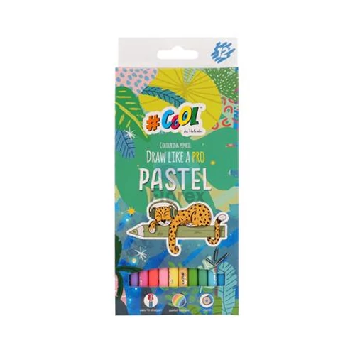 Színes ceruza készlet, kerek, COOL BY VICTORIA "Pastel", 12 pasztell szín