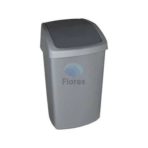 Billenős szemetes, 50 l, CURVER "Swing top", ezüst/grafit