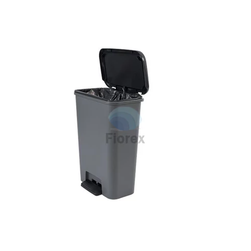 Pedálos szemetes, téglalap alakú, 50 l, CURVER "Compatta", sötétszürke