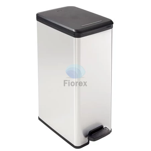 Pedálos szemetes, 40 l, CURVER "Slim Bin", fekete-ezüst