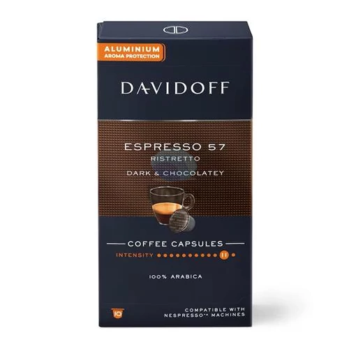 Kávékapszula, Nespresso® kompatibilis, 10 db, DAVIDOFF "Espresso 57"