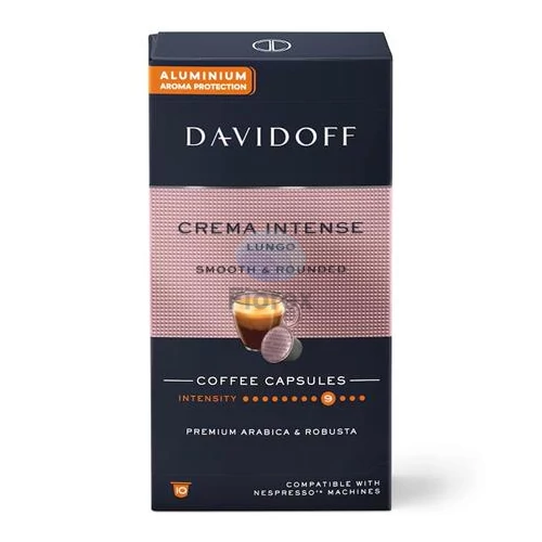 Kávékapszula, Nespresso® kompatibilis, 10 db, DAVIDOFF "Crema Intense Lungo"