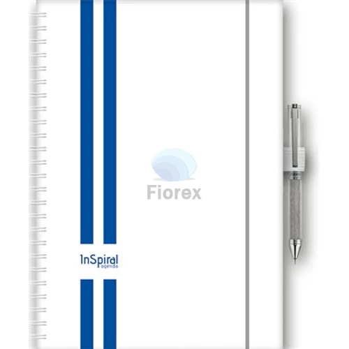 Naptár, tervező, A5, heti, DAYLINER, "InSpiral GT", fehér-kék
