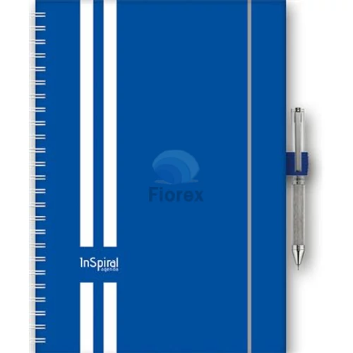 Naptár, tervező, A5, heti, DAYLINER, "InSpiral GT", kék-fehér